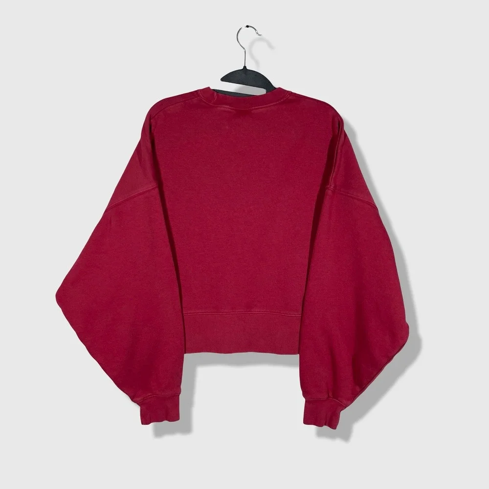 Nike Cropped Sweatshirt Womens S Red Center Swoosh Athleisure Streetwear Sporty